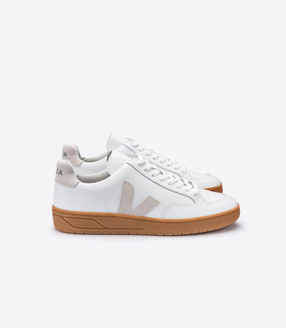 Tenis Veja Hombre - V-12 Cuero - Blancos/Beige - 241CNVSJA